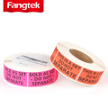 Color fluorescent fragile do not bend labels stickers paper roll